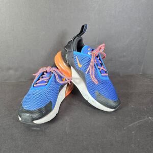 Nike Air Max 270 Kids Shoe Racer Blue Mesh Upper Orange Heel Accent Sneakers 12C